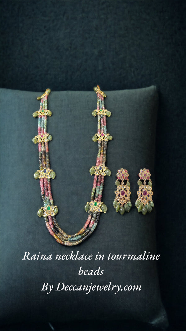 DLN52 Raina tourmaline necklace with earrings (SHIPS IN 2 WEEKS  )