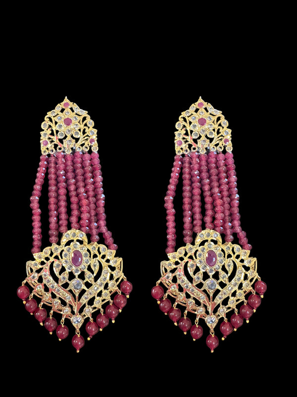 DER530  Ekta Hyderabadi jhoomar earrings - Ruby  ( READY TO SHIP )