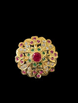 Gold plated silver ring in ruby emerald   ( READY TO SHIP )