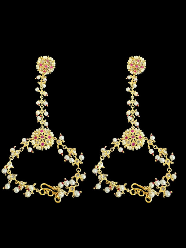 Haathphool in pearls and Polki - ruby ( READY TO SHIP )