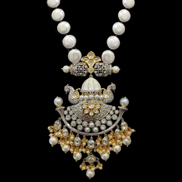 PS223 pendant set in pearls with Polki ( READY TO SHIP )