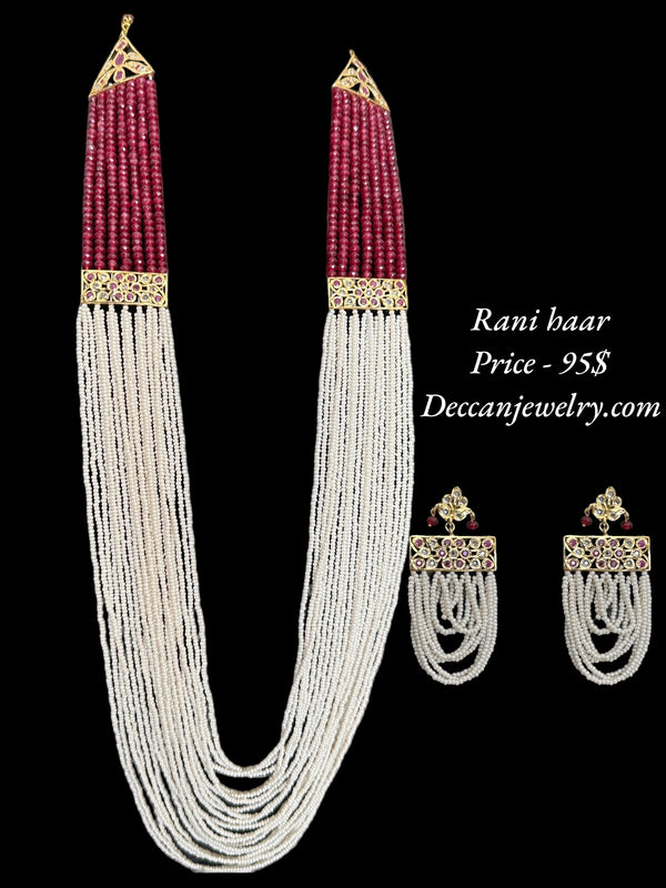 DLN64 pearl Rani haar with beads ( READY TO SHIP )