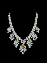 BR315 High quality cz  necklace set with tika - yellow / citrine  ( SHIPS IN 4 WEEKS )