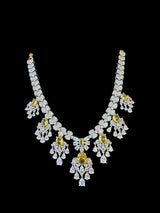 BR315 High quality cz  necklace set with tika - yellow / citrine  ( SHIPS IN 4 WEEKS )