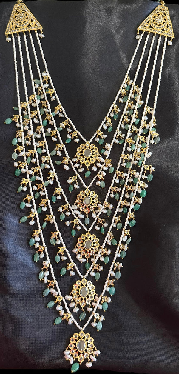 SAT88 Gold plated satlada with fresh water pearls and emerald beads ( READY TO SHIP )