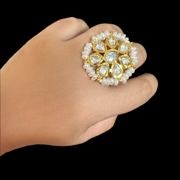Gold plated ring in moissanite ( READY TO SHIP )