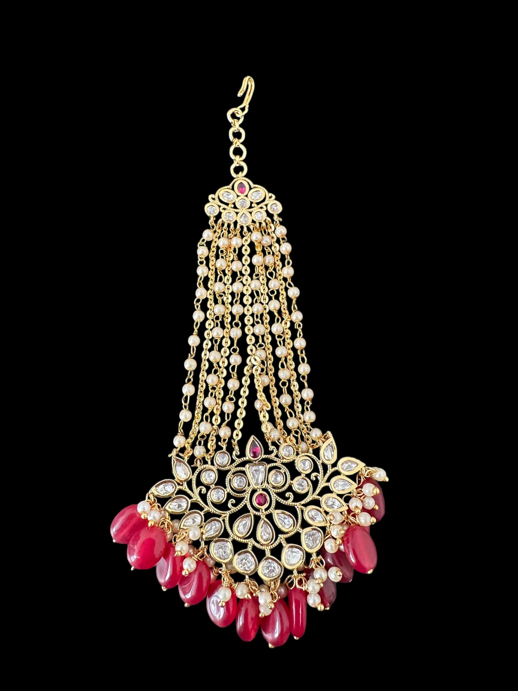 DJHR24 polki popular gold plated jhoomar in ruby , indian jewellery