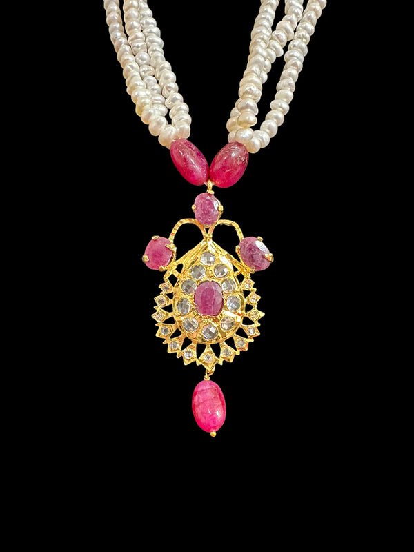 PS217 Jugni in fresh water  pearls and rubies  ( READY TO SHIP)