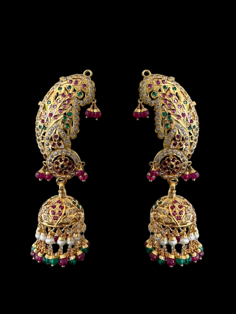 Gold plated silver kaanphool / ear cuffs ( READY TO SHIP)