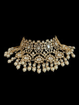 BR312 Bridal choker with earrings tika in pearls ( SHIPS IN 4 WEEKS  )