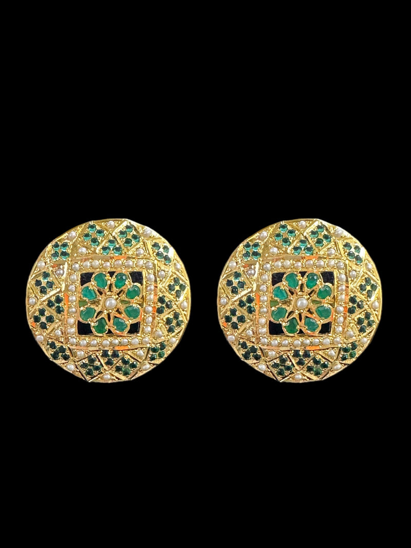 Gold plated silver Jadau tops in emerald pearls ( READY TO SHIP )