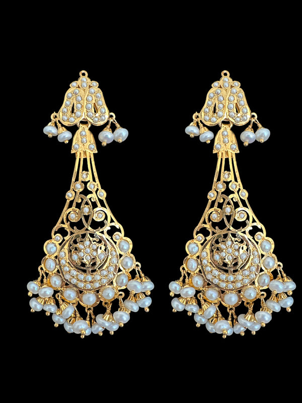 Gold plated silver earrings in fresh water pearls ( READY TO SHIP)