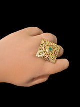Ruby emerald gold plated silver ring ( READY TO SHIP )