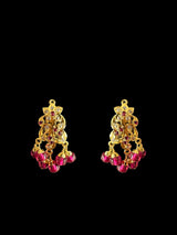 Gold plated jadau silver pendant set in rubies  ( READY TO SHIP )