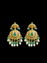 Emerald pearl gold plated silver earrings ( READY TO SHIP )