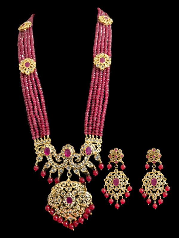 DLN31 gold plated Hyderabadi Rani haar in semi precious rubies ( READY TO SHIP )