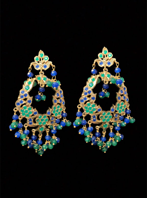 Madhuri earrings DER14 (blue green ) (READY TO SHIP)