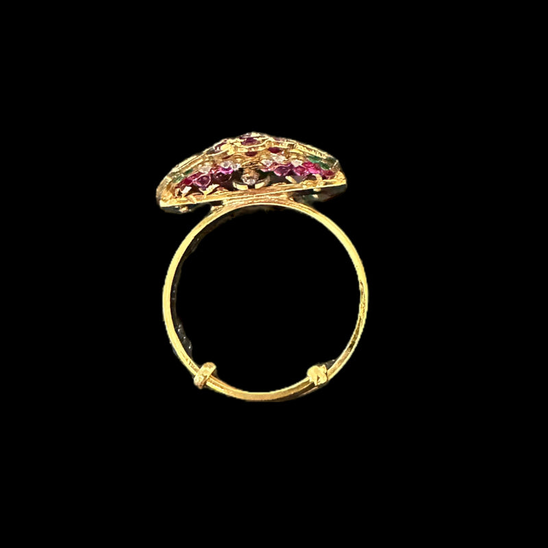Gold plated silver ring in ruby emerald   ( READY TO SHIP )