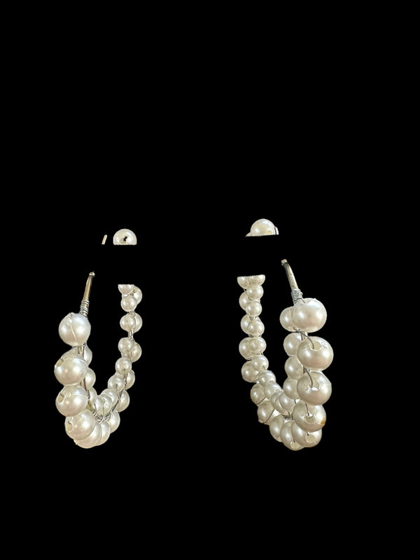 Large pearl hoops ( READY TO SHIP)
