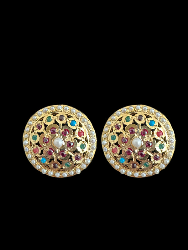 Gold plated silver earrings in multicolor with fresh water pearls ( READY TO SHIP)