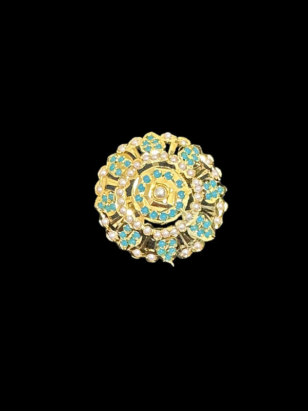 Jadau ring - Turquoise pearl   ( READY TO SHIP )
