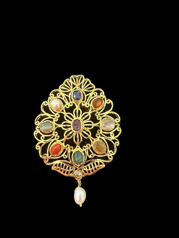FAHM Navratan pendant set  with real stones ( READY TO SHIP )