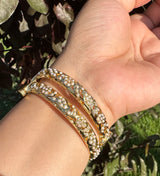 Jadau gold plated silver bangles in fresh water pearls ( READY TO SHIP )