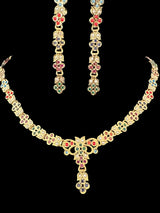 Navratan necklace set in gold plated silver ( READY TO SHIP )
