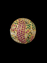 Gold plated silver ring in ruby emerald ( READY TO SHIP )