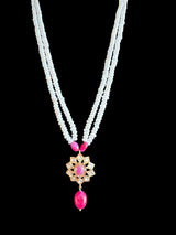 Ruby  with pearl pendant set in gold plated silver ( READY TO SHIP)