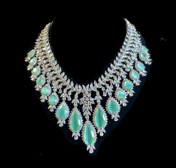 BR66 Nafisa  necklace set in mint green  ( READY TO SHIP  )