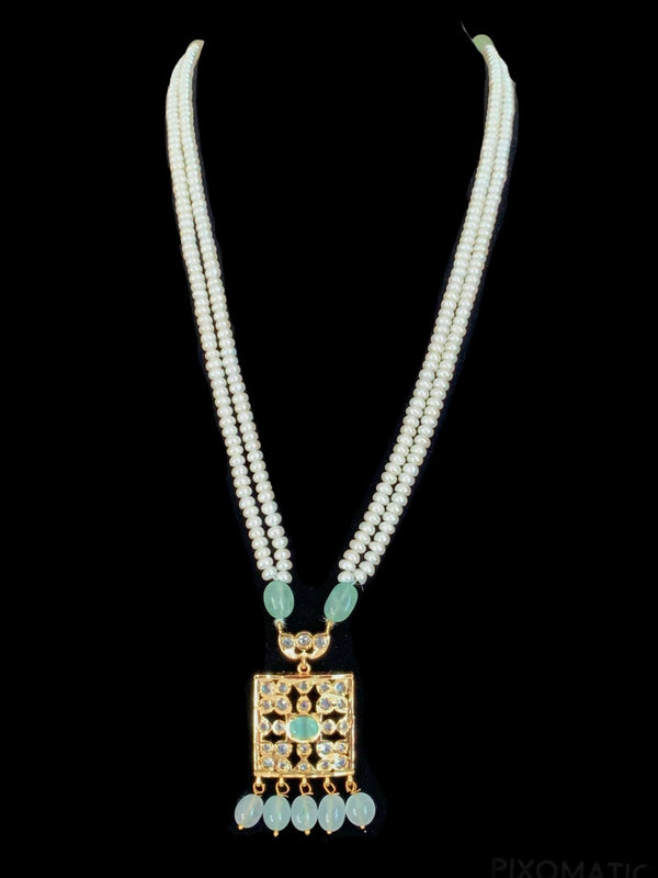 PS219 Zuni fresh water pearl pendant set in mint beads ( READY TO SHIP)