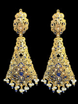 Sapphire pearl gold plated silver earrings ( READY TO SHIP )