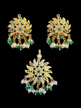 Emerald pearl gold plated silver pendant set ( READY TO SHIP )