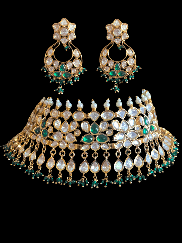 BR57 Kirti bridal choker with earrings ( READY TO SHIP)