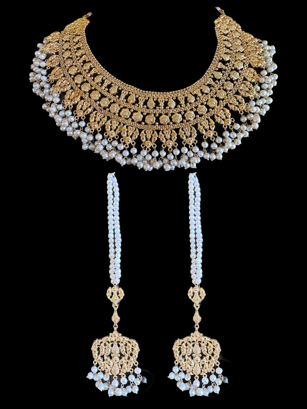 BR101 Bridal necklace set with jhoomar tika ( READY TO SHIP )