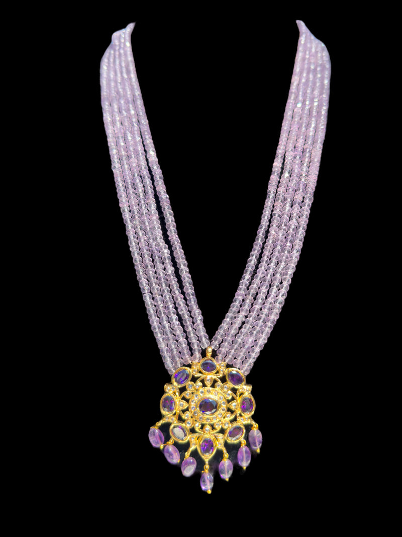 Gold plated silver necklace with amethyst beads ( SHIPS IN 4 WEEKS )