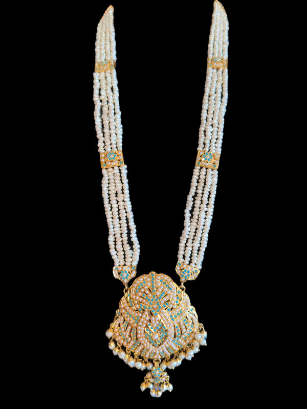 LN207 Rani haar with fresh water pearls in turquoise ( READY TO SHIP )
