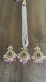 Ruby emerald pendant set in gold plated silver ( READY TO SHIP )