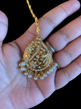 Gold plated silver tikka in fresh water pearls ( READY TO SHIP )