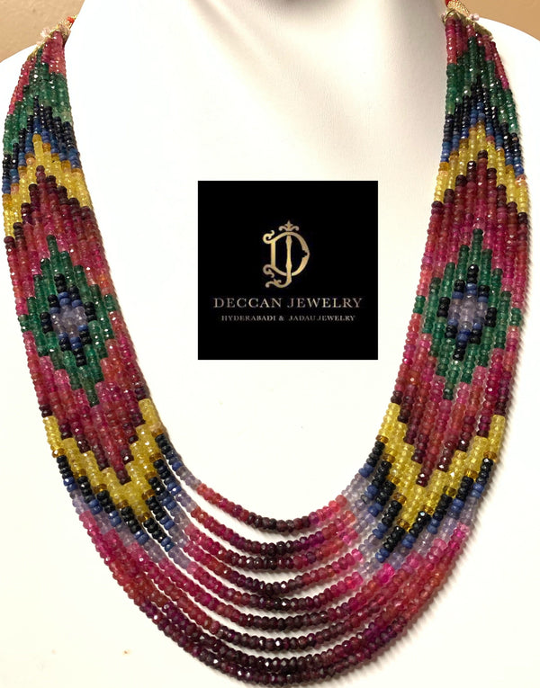 Rainbow beads necklace 9 line  (READY TO SHIP)