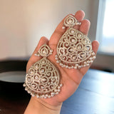 92.5 silver statement earrings in fresh water pearls ( READY TO SHIP)