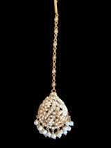 Gold plated silver tikka in fresh water pearls ( READY TO SHIP )