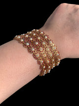 Ruby pearl gold plated silver bangles