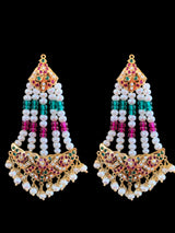 Gold plated silver ruby emerald jhoomar earrings
