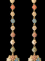 Navratan gold plated silver jhumka earrings