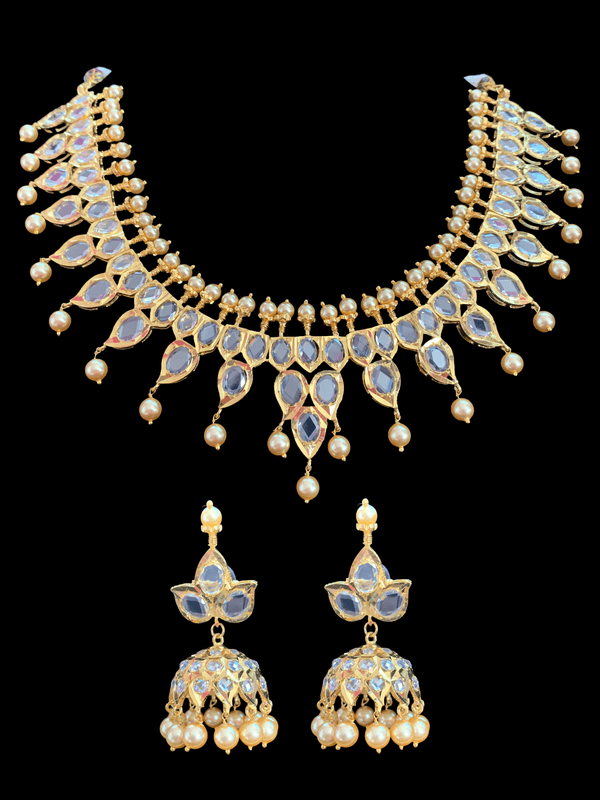 Hyderabadi gold plated polki necklace in gold plated silver ( SHIPS IN 4 WEEKS )