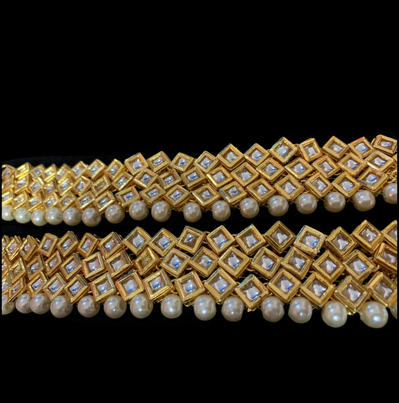 Bridal  kundan  Anklets ( shell pearls  ) ( READY TO SHIP )