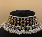C14 Viya bridal choker set in rubies and pearls  (SHIPS IN 4 WEEKS )