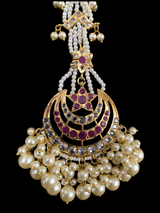 DJET29 Tahura earrings tika in pearls  with ruby ( READY TO SHIP )